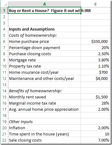 Make a Buy vs Rent calculator spreadsheet – SpreadsheetSolving