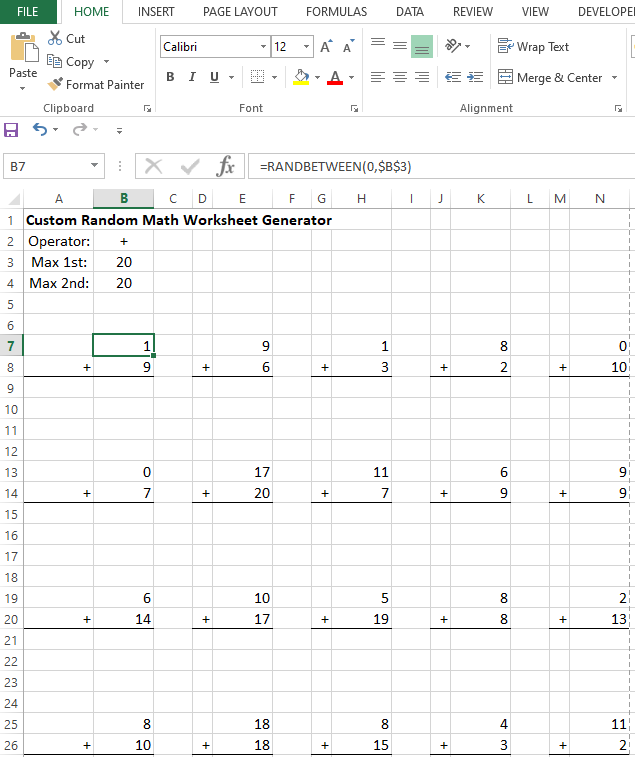 Generator Math Worksheets