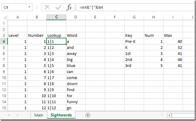 Build A Kids Sight Words Quiz Spreadsheet Spreadsheetsolving